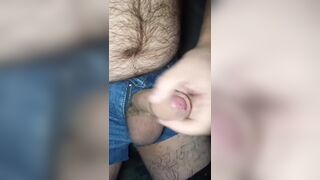 Russian bear with ink strokes his meaty rod & balls in stockings