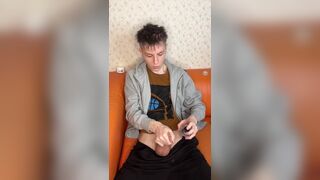 Watch Evgeny Twink's skinny body pulsing with pleasure as he uncensored his massive dick - 5 image