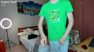 Alex Cute dominates skinny Evgeny Twink with his uncut monster cock up close