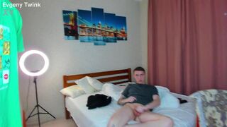 Alex Cute dominates skinny Evgeny Twink with his uncut monster cock up close