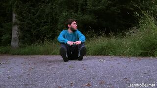 Leandro Bellmer gets caught peeing in public and jerks off like a pro