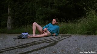 Leandro Bellmer gets caught peeing in public and jerks off like a pro