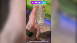 Johnny3569 gets off with Fleshlight and a huge cock after close-up play with his toy