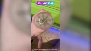 Johnny3569 gets off with Fleshlight and a huge cock after close-up play with his toy