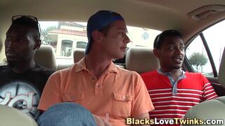 Black Guy cums hard in wild interracial group sex frenzy with ebony babes - 2 image