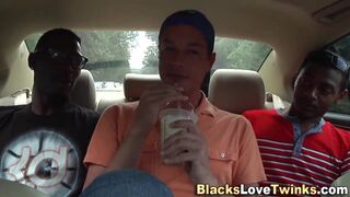 Black Guy cums hard in wild interracial group sex frenzy with ebony babes