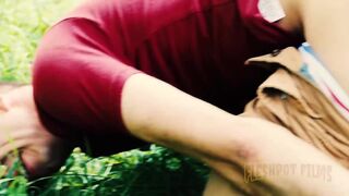 James Oakleigh & his buddy dominate tattooed dude with a wild threesome in the great outdoors - 5 image