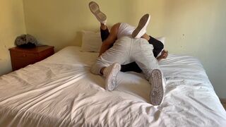 Bellako & Omar Castell C take turns deepthroating in steamy threesome action