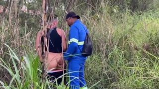 Luccas Melo and The Hunter's wild bareback anal action on the wall!