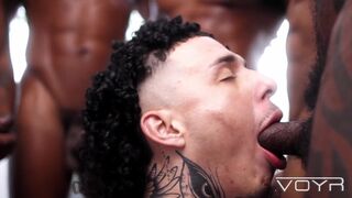 Watch these big black cocks destroy Little Ass in wild interracial gangbang frenzy!