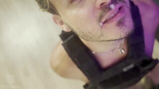 RickNeker dominates and brutally fucks submissive soldier's ass with his feet and bear and cub