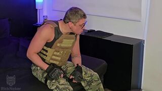 RickNeker dominates and brutally fucks submissive soldier's ass with his feet and bear and cub