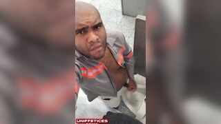 TheBlack HunterR masturbates in the bathroom and gets a big surprise!