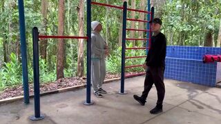 Maloka & Euerickdiaz get down and dirty with a personal trainer after a hard workout