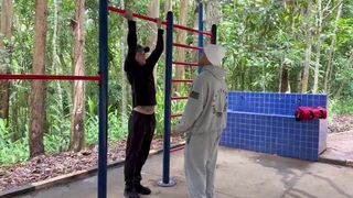 Maloka & Euerickdiaz get down and dirty with a personal trainer after a hard workout