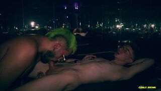 Nicols Mucci and Camilo Brown share a deepthroat & cum swap after hot deep throat - 2 image