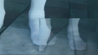 Watch MasterPiss's hairy armpits and white socks get soaked in hot cum in POV