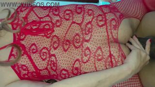 Watch Nelsy80 & Ronnybbc go wild in a malla roja anal ride with panties & BBC