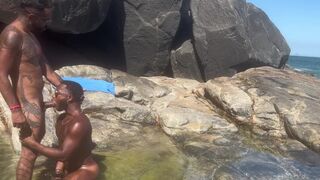 Neguim Reborn's first time on the beach with a massive black cock & ballbusting skills!