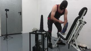 Mrspeedy's kinky solo machine: Huge plug & mask for anal play