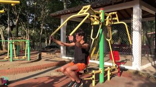 Isak Perverts goes wild in public park with a big dicked stud & facial cumshot after work