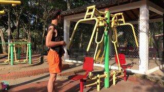 Isak Perverts goes wild in public park with a big dicked stud & facial cumshot after work