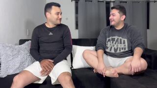 Watch my neighbor's girlfriend dominate and take a hot anal creampie from my man's ass in raw roleplay video