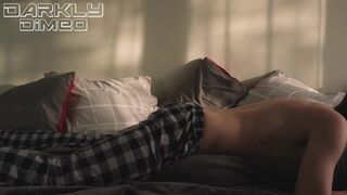 Watch Darkly Dimeo's tattooed body writhe as she gets her tight pussy pounded in the morning