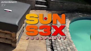 Fitness babes Nobre, Machoflix, Yuri & Junior share a hot Brazilian pool party with hot Brazilian babe