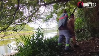 Char Avila strips & bangs The Hunter in public in her underwear