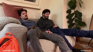 Lorenzo and Elio's steamy threesome: a straight guy gets tricked, a newbie gets a monster cock, and a pretty face gets - 4 image