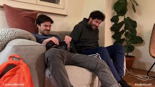 Lorenzo and Elio's steamy threesome: a straight guy gets tricked, a newbie gets a monster cock, and a pretty face gets - 5 image