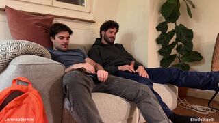 Lorenzo and Elio's steamy threesome: a straight guy gets tricked, a newbie gets a monster cock, and a pretty face gets - 6 image