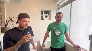 Euerickdiaz & his pal get frisky with a tattooed Brazilian slut in public - 5 image