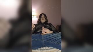 Mr Dimples goes wild with Enby's uncut dick - Sissy femboy gets off with a cumload - 1 image