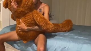 Watch Asafe Santtos take a massive black cock bareback in her teddy bear until he milked her up - 2 image