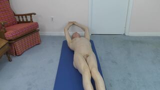 Watch this kinky exhibitionist get a hard workout while nakedly shaving and twinkily showing off his smooth, naked body - 10 image