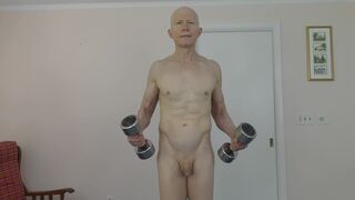 Watch this kinky exhibitionist get a hard workout while nakedly shaving and twinkily showing off his smooth, naked body - 12 image