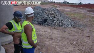 TheBlack Hunter & Dropboy Floripa get wild in bear-on-Construction- site fetish session with bear, amateur, and ass play