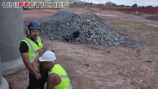 TheBlack Hunter & Dropboy Floripa get wild in bear-on-Construction- site fetish session with bear, amateur, and ass play - 2 image
