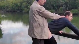 Amateur MILF Dropboyfloripabrasil & MalhadoGym take turns on each other's big cocks in public - 15 image