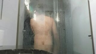 Watch me get hot and steamy in the bathroom before the guys arrived - belly, butt, and more!