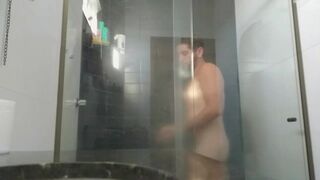 Watch me get hot and steamy in the bathroom before the guys arrived - belly, butt, and more!