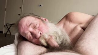 Tyler Preston and Fuzzybeardboy deepthroat and face fuck hairy cub's massive rod in POV - 3 image