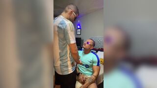 Watch Peixoto's dirty talk as muscular stud surprises his video game lover with a messy surprise