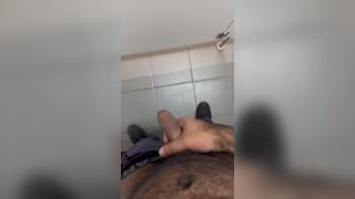 Wesley Ventura pounds a big black cock in a public restroom at the mall