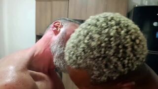 Tattooed daddy's creampie party with Bob Willian, Bruno Pesao Sp & Ari Demo in shower orgy - 2 image