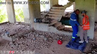 Watch TheBlackHunterr & Barry Halby get it on while our coworker watches in uniform! - 10 image
