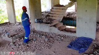 Watch TheBlackHunterr & Barry Halby get it on while our coworker watches in uniform! - 2 image