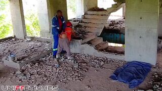 Watch TheBlackHunterr & Barry Halby get it on while our coworker watches in uniform! - 7 image